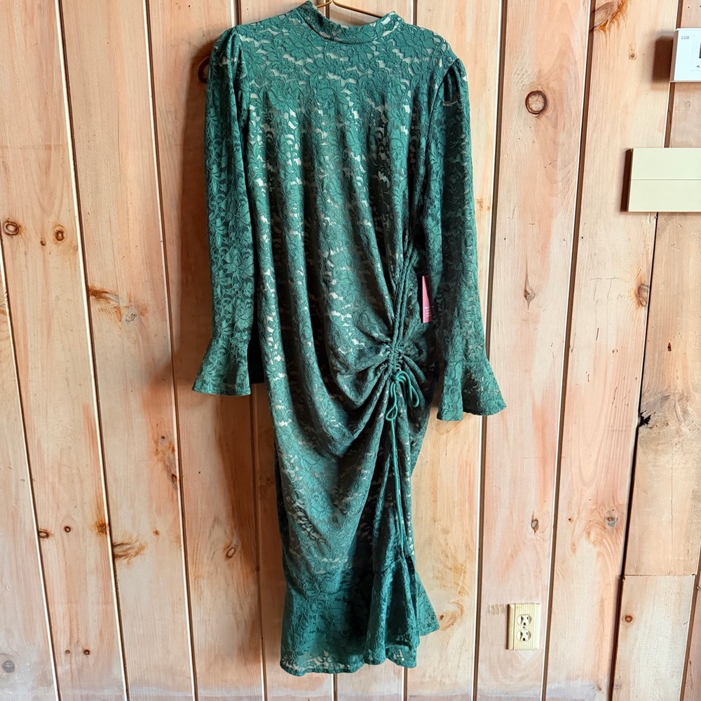 NWT Ivy City Co Emerald Lace Long Sleeve Dress - Picture 5 of 6